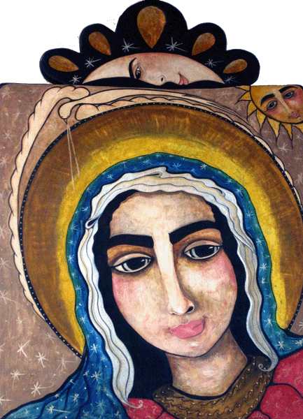 Guadalupe
            Sun & Moon. Retablo by Virginia Maria Romero